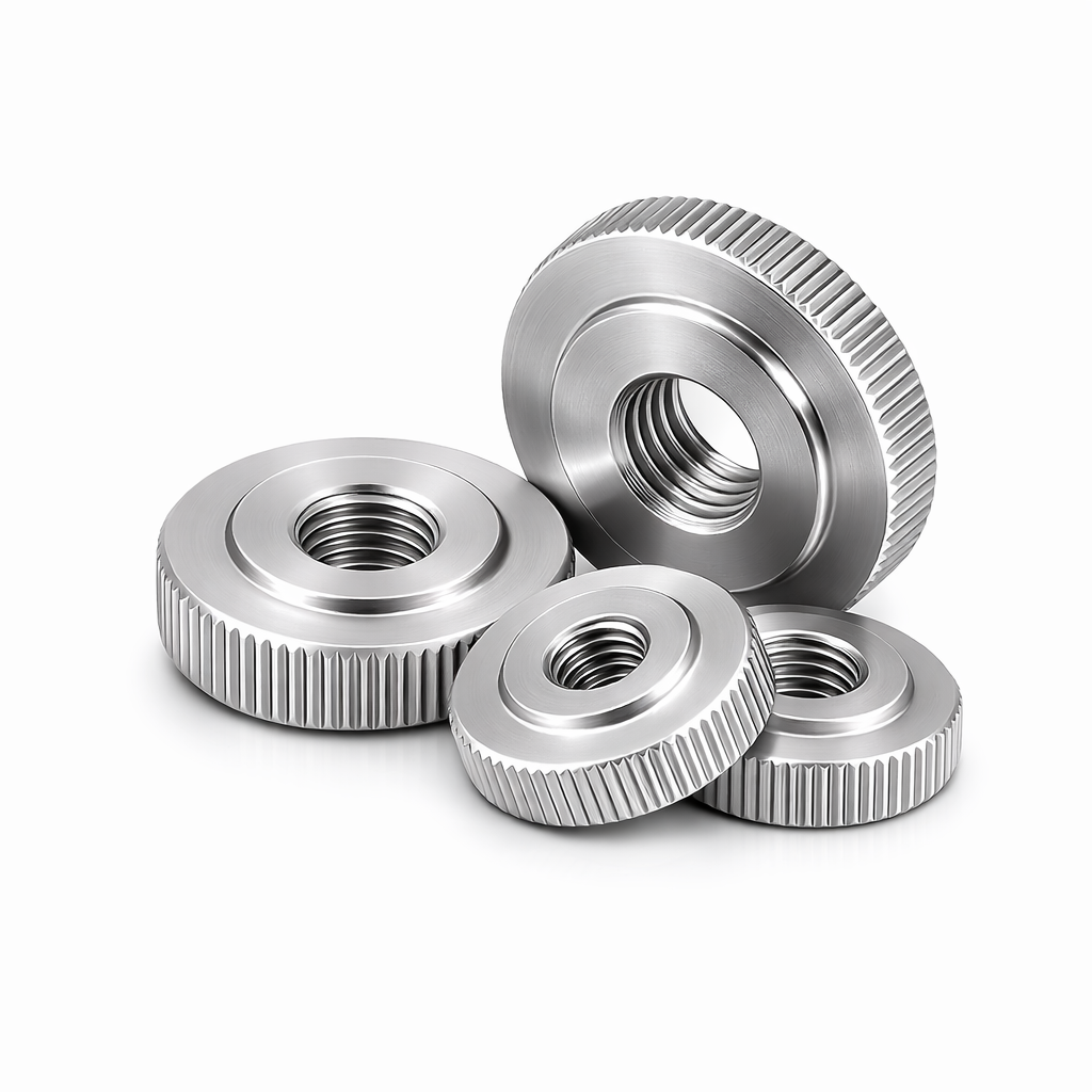 Steel Knurled Step Thumb Nuts - Nickel