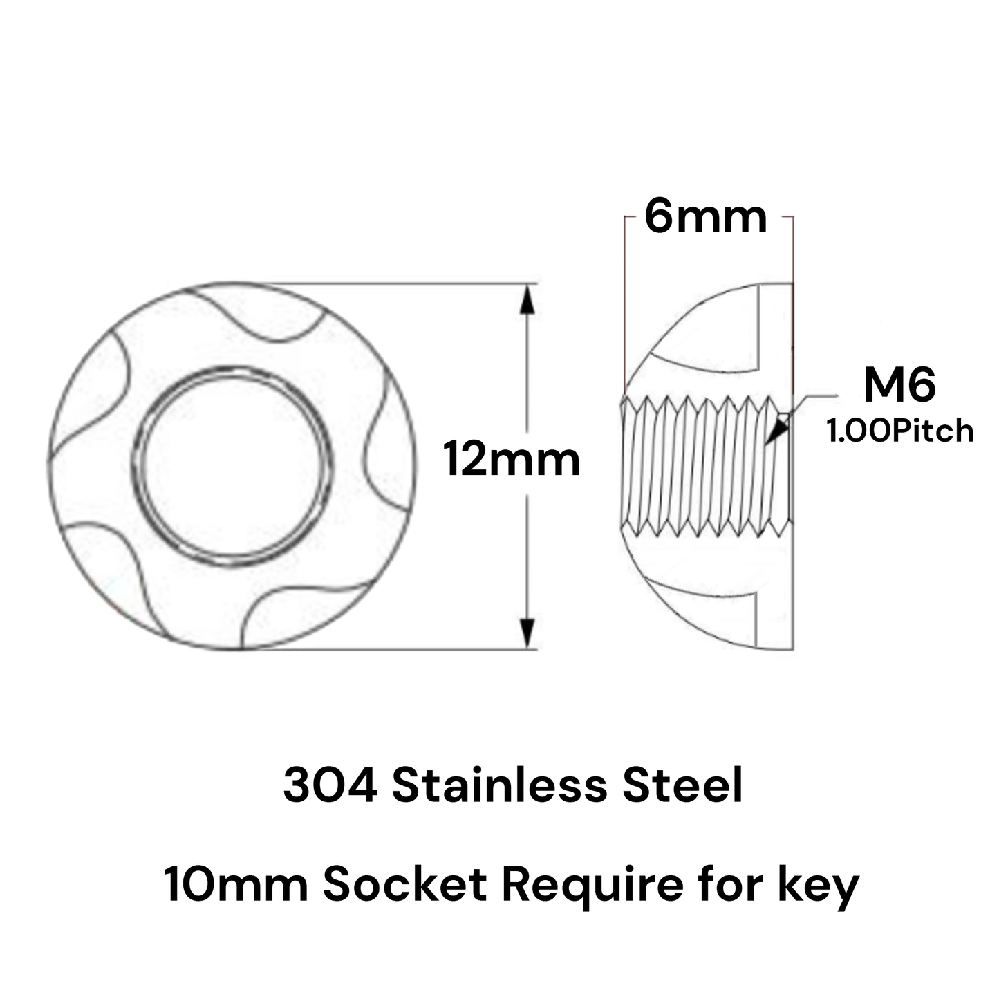 Torx Anti-Theft Tamperproof Security Nuts M6-M8