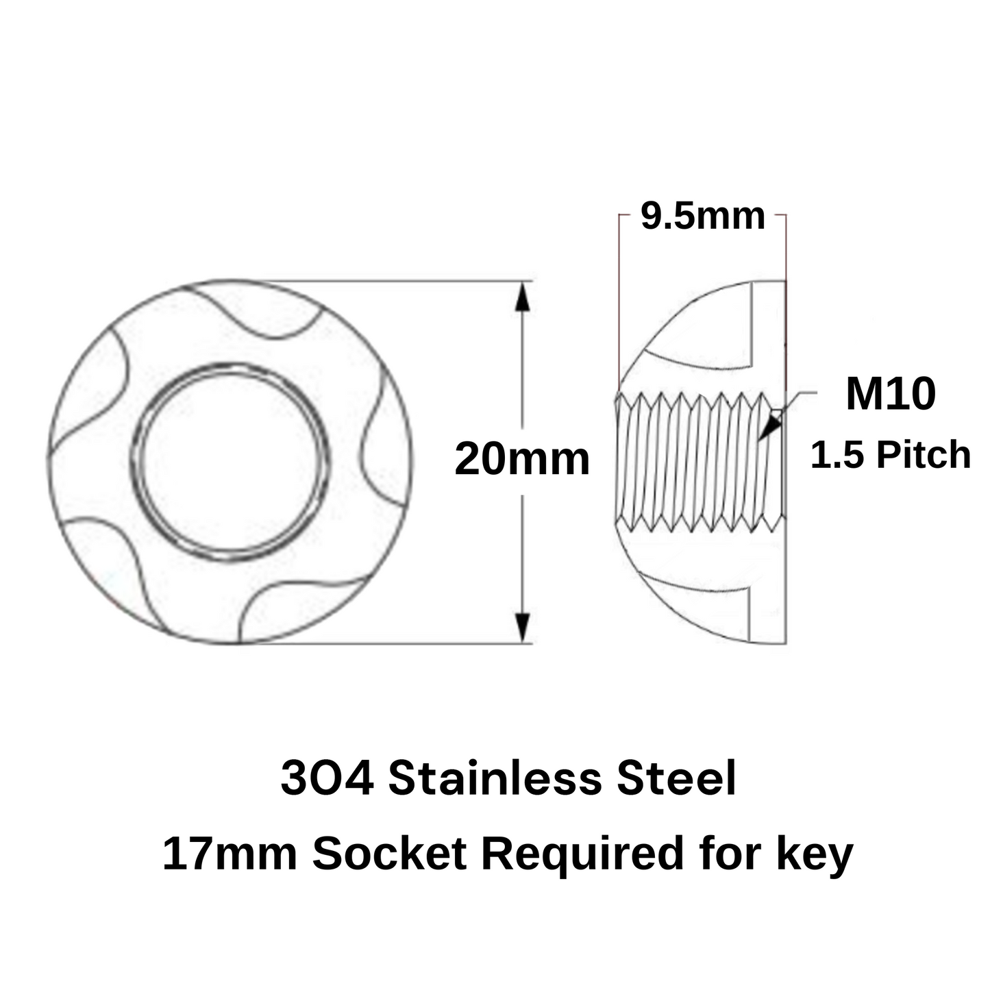 Torx Anti-Theft Tamperproof Security Nuts M6-M12