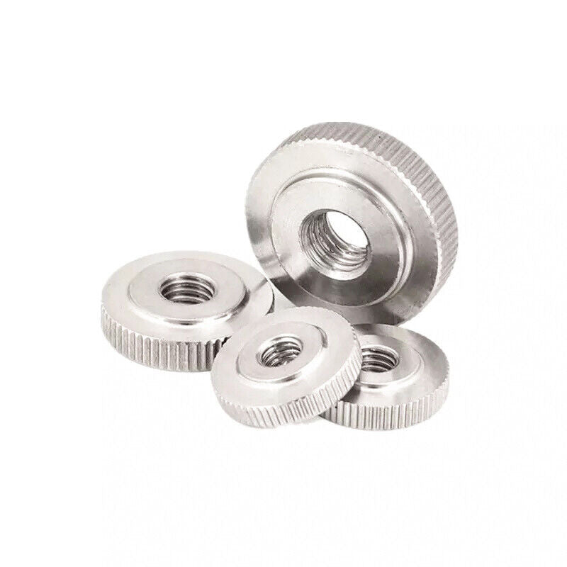 Steel Knurled Slim Thumb Nuts M4 - Nickel