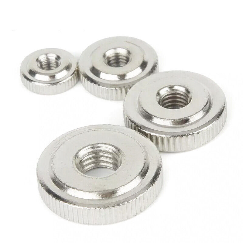 Steel Knurled Slim Thumb Nuts M8 - Nickel