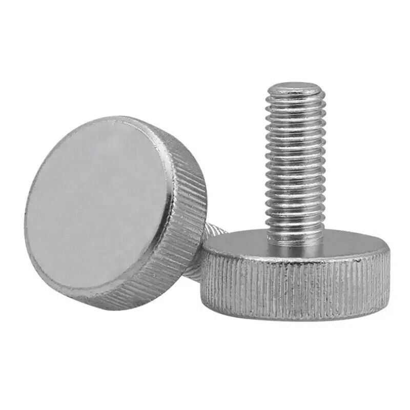 Steel Knurled Thin Head Thumb Screw M5 8mm to 40mm - Nickel