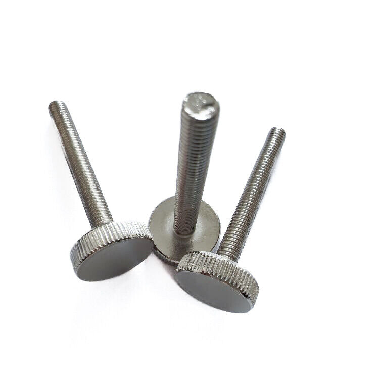 Steel Knurled Thin Head Thumb Screw M6 8mm to 40mm - Nickel