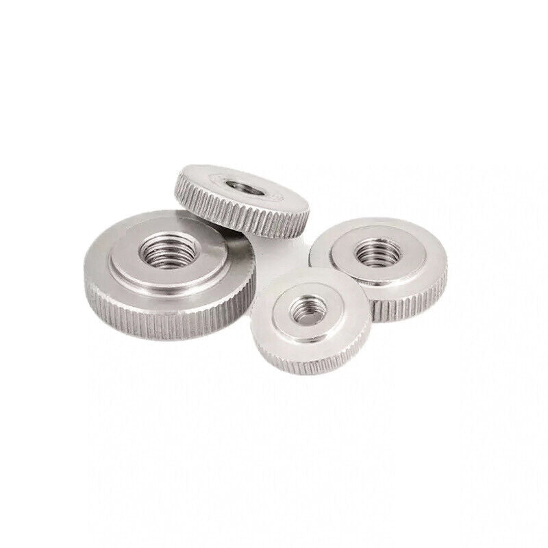 Steel Knurled Slim Thumb Nuts M4 - Nickel