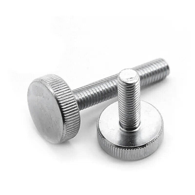 Steel Knurled Thin Head Thumb Screw M5 8mm to 40mm - Nickel