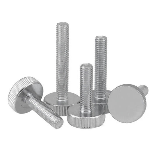 Steel Knurled Thin Head Thumb Screw M3 6mm to 30mm - Nickel