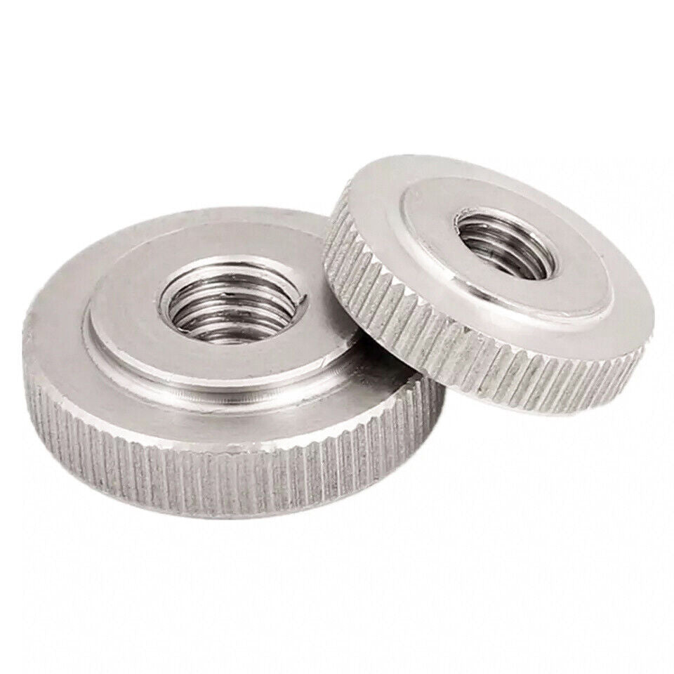 Steel Knurled Slim Thumb Nuts M5 - Nickel