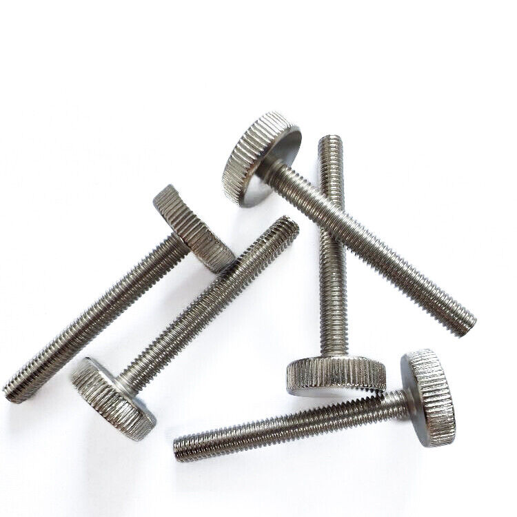 Steel Knurled Thin Head Thumb Screw M4 6mm to 40mm - Nickel