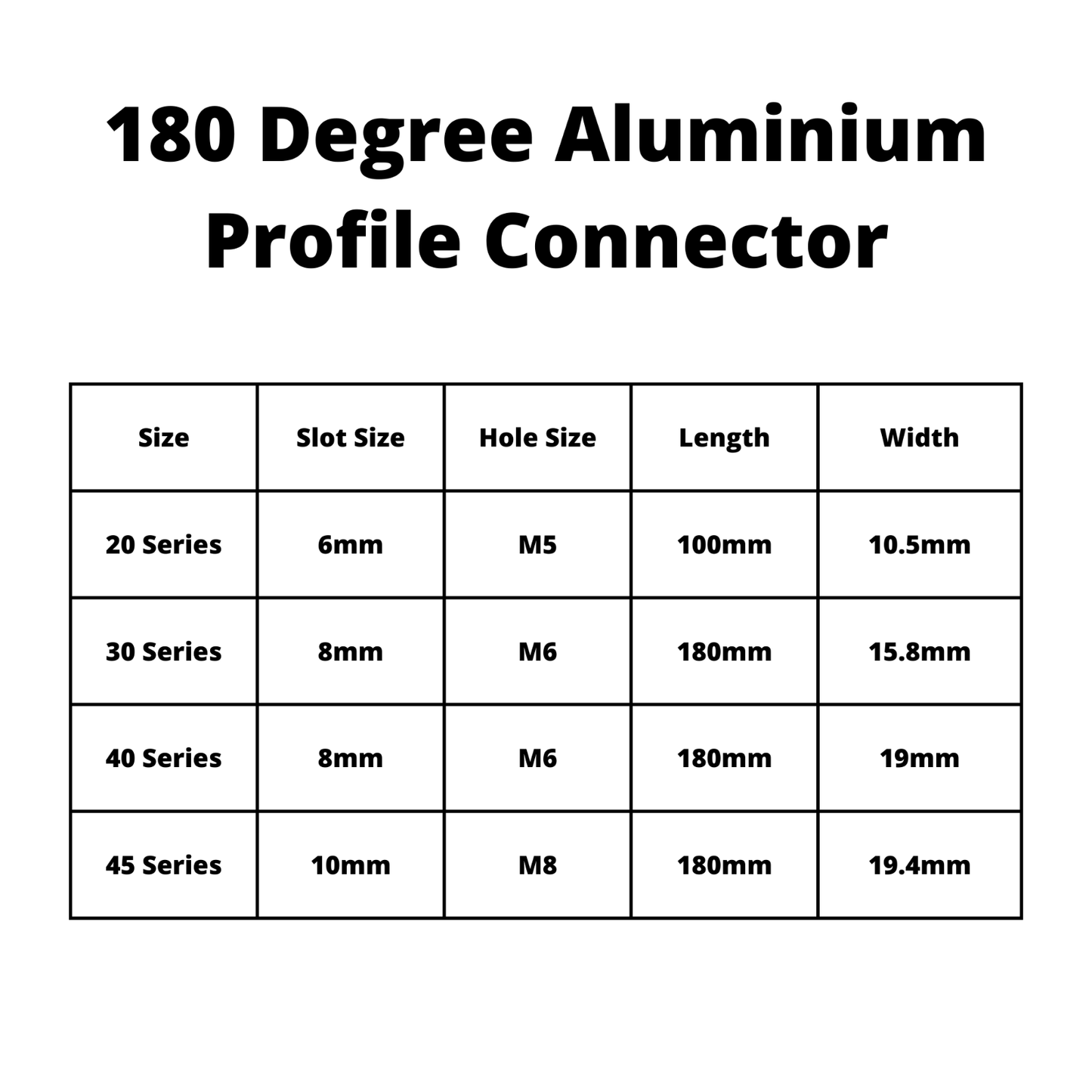 180 Degree Aluminium Extrusion Profile Straight Joint | Inside Connector T-Slot