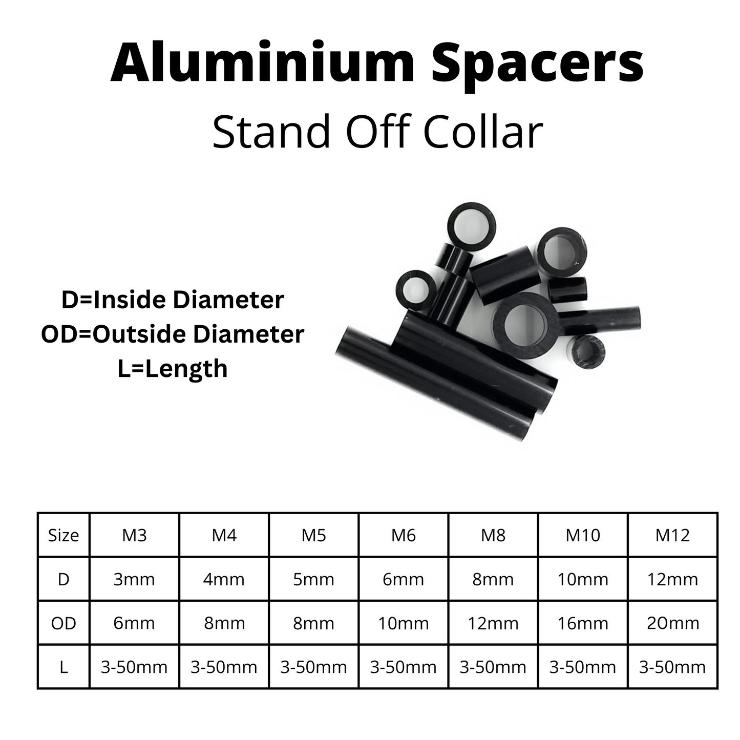 Black Anodised Aluminium Standoff Spacers