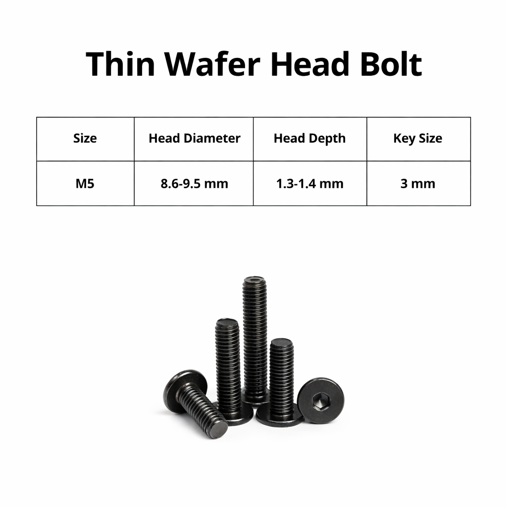 Low Profile Thin Head Black Oxide Bolts Hex head - M5