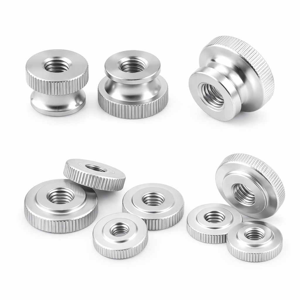 Steel Knurled Step Thumb Nuts - Nickel