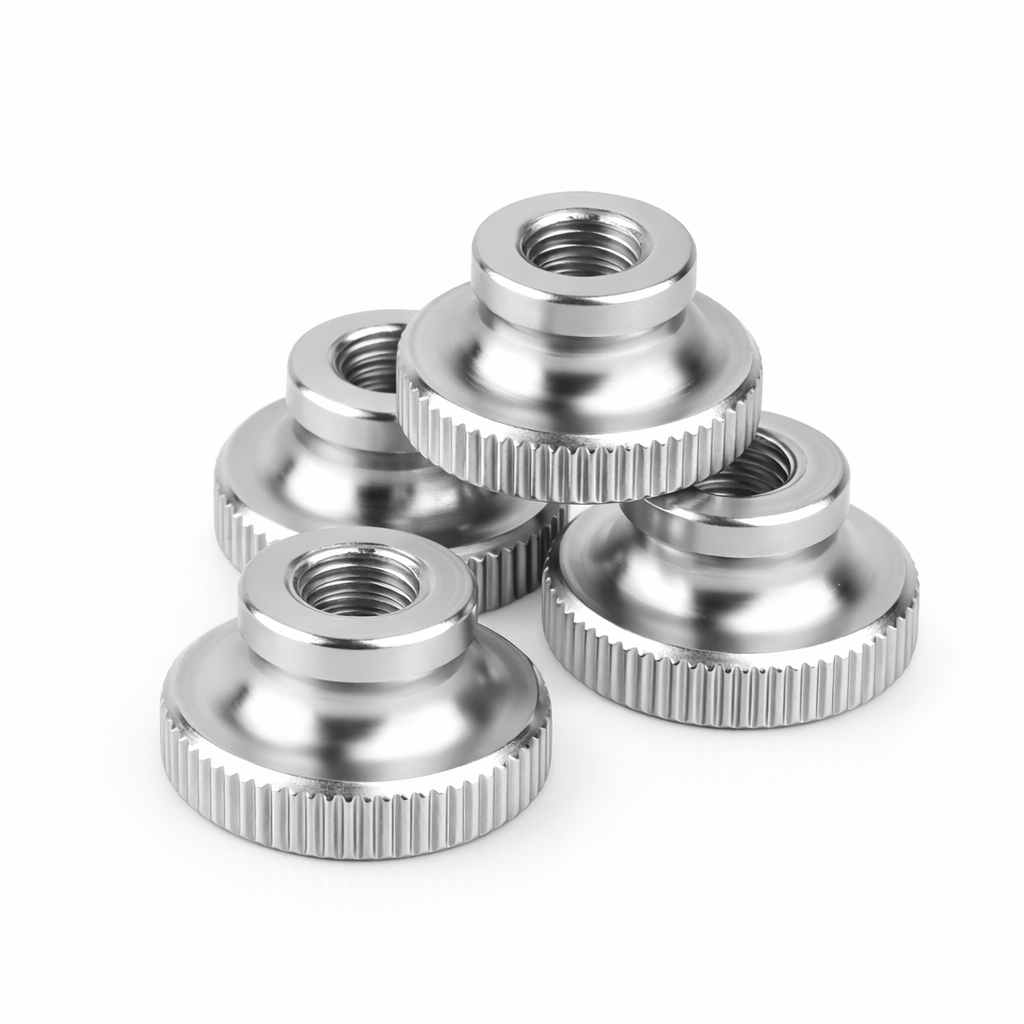Steel Knurled Step Thumb Nuts - Nickel