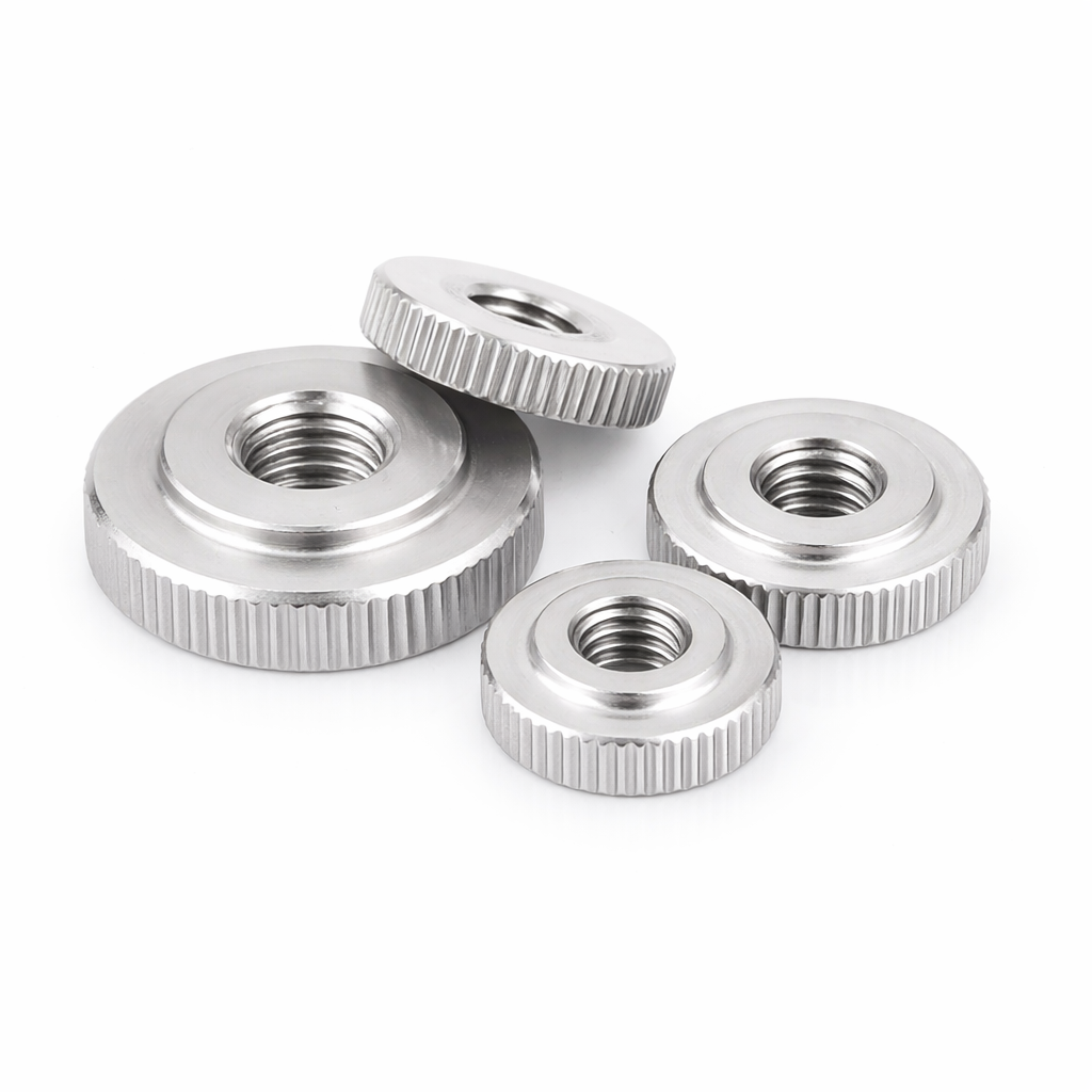 Steel Knurled Step Thumb Nuts - Nickel