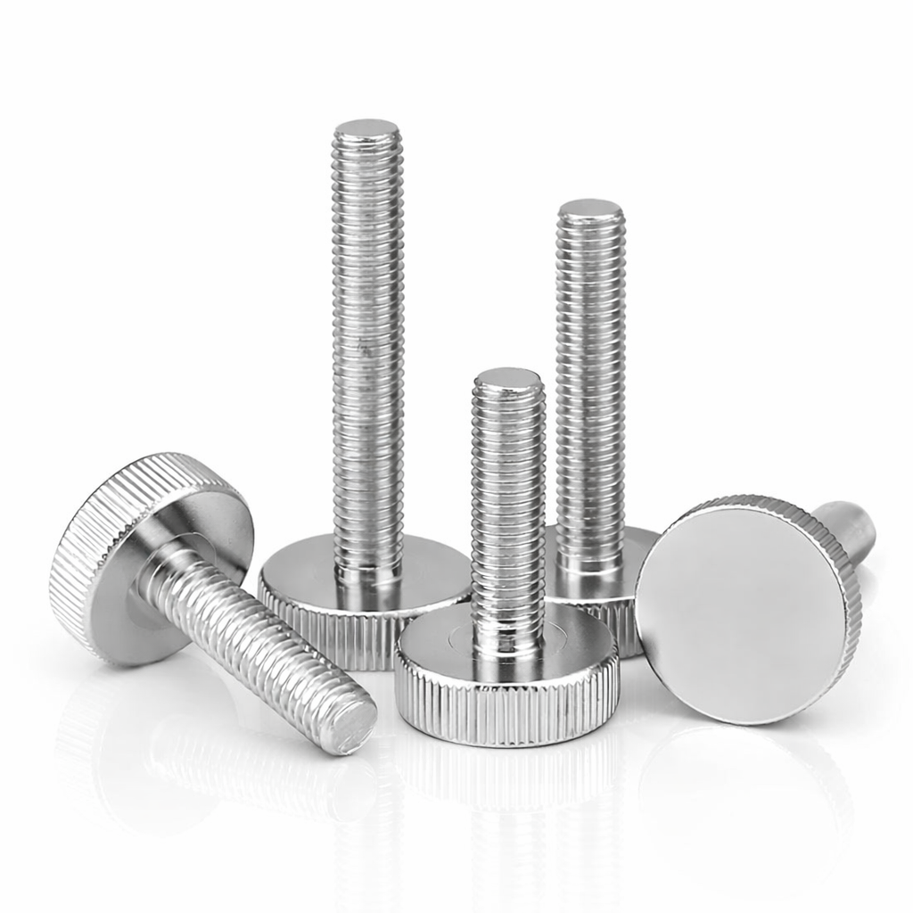 Steel Knurled Thin Head Thumb Screw - Nickel