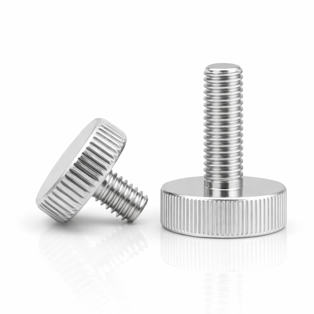Steel Knurled Thin Head Thumb Screw - Nickel