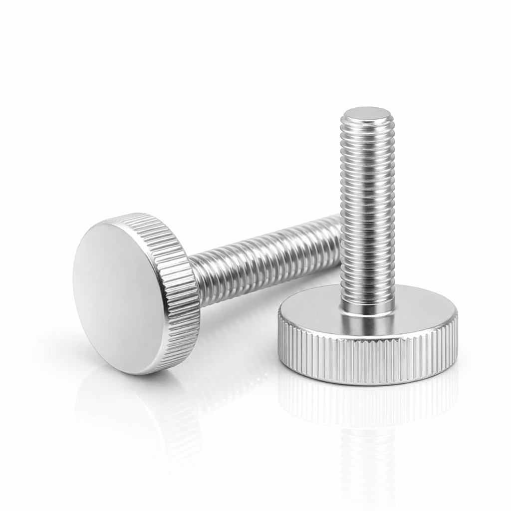 Steel Knurled Thin Head Thumb Screw - Nickel
