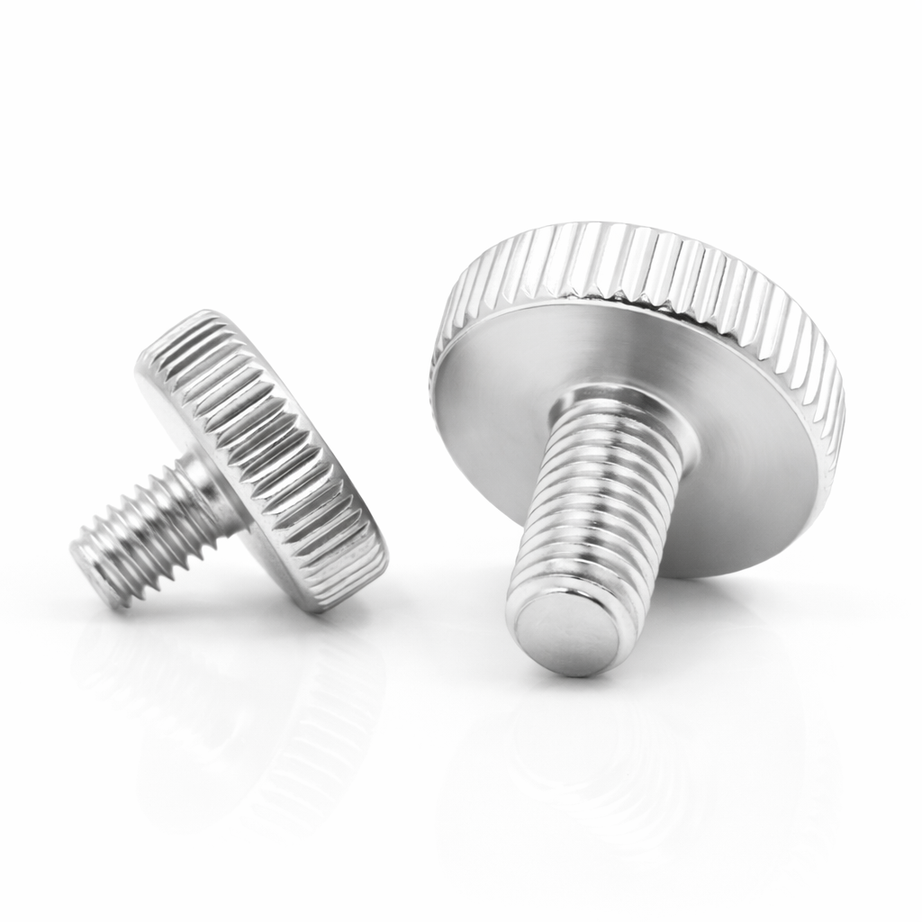 Steel Knurled Thin Head Thumb Screw - Nickel