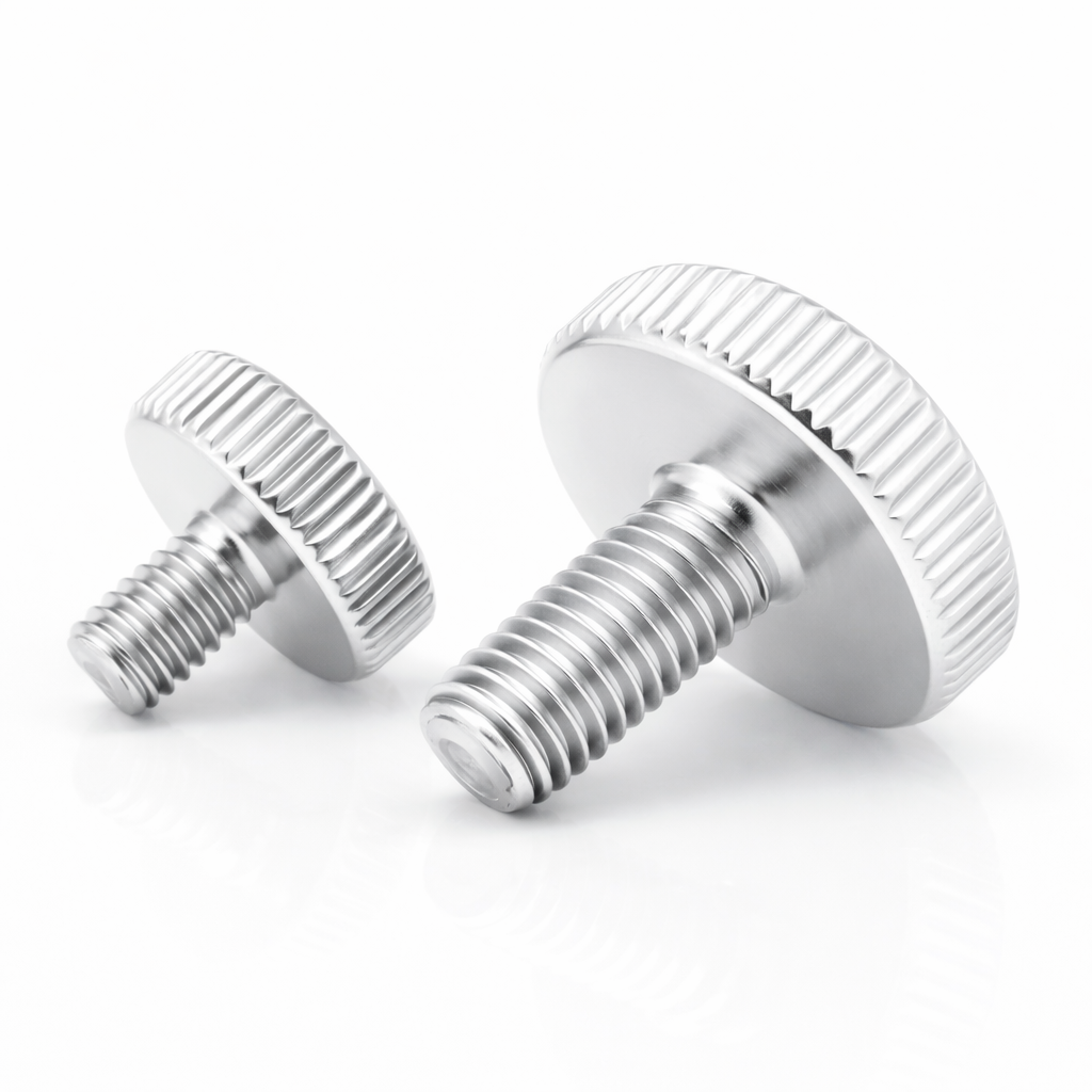 Steel Knurled Thin Head Thumb Screw - Nickel