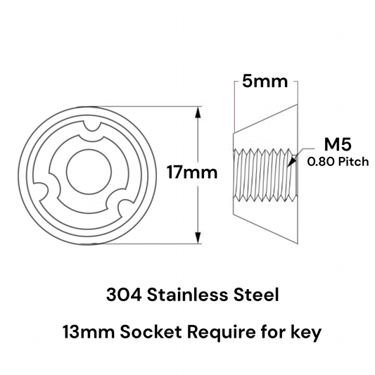 3-Point Anti-Theft Tamperproof Security Nuts M5-M8