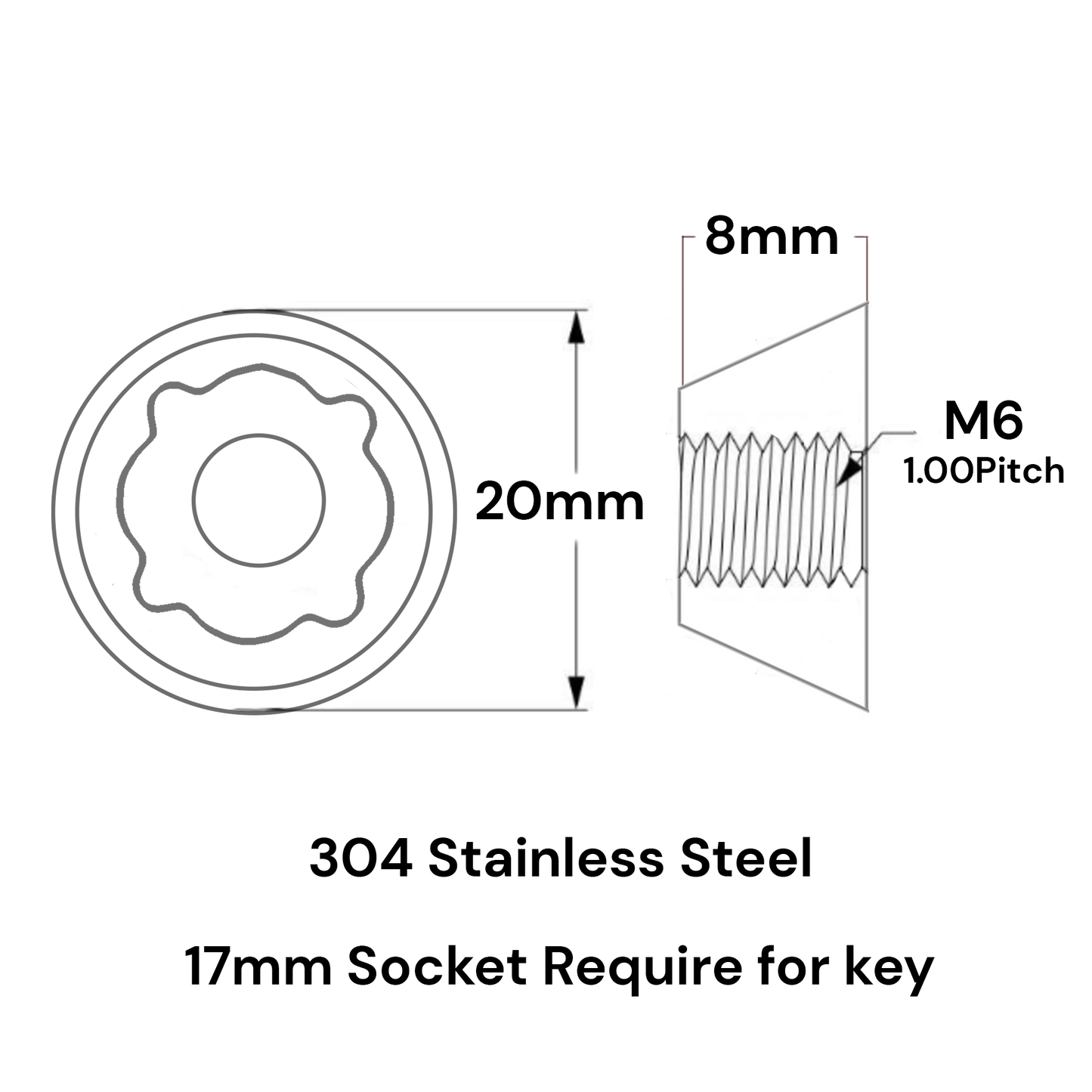 Eye Anti-Theft Tamperproof Security Nuts M6-M8