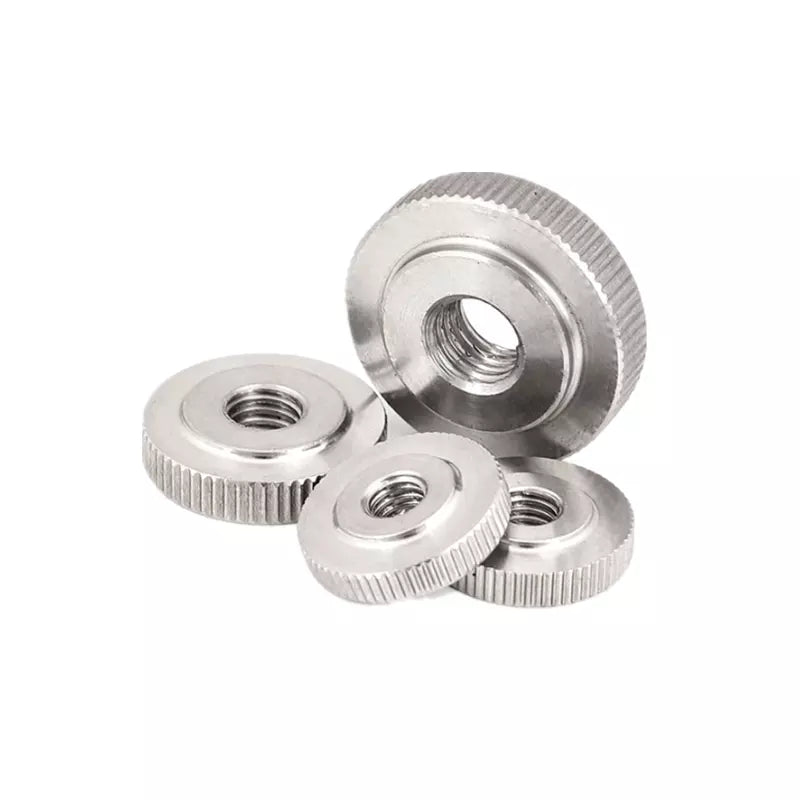 Steel Knurled Slim Thumb Nuts M4 - Nickel