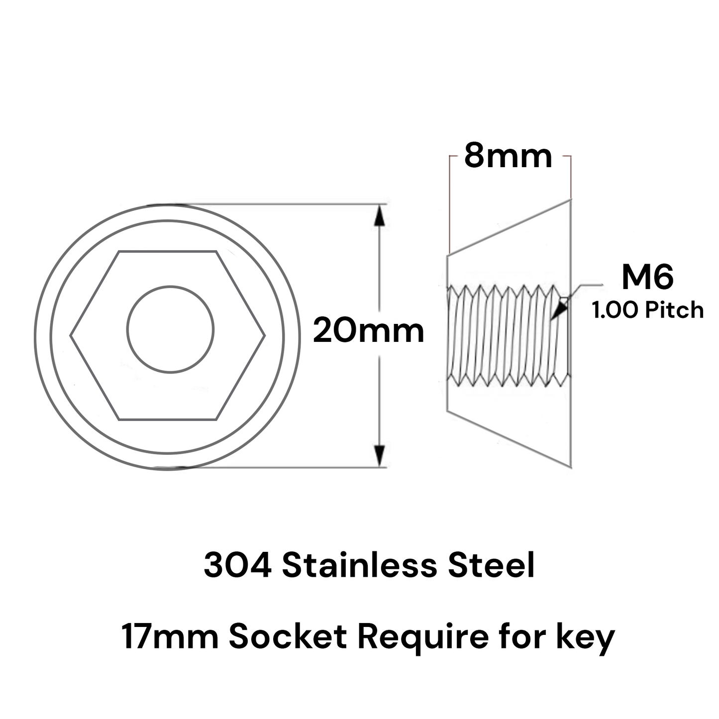 Hex Anti-Theft Tamperproof Security Nuts M6-M8