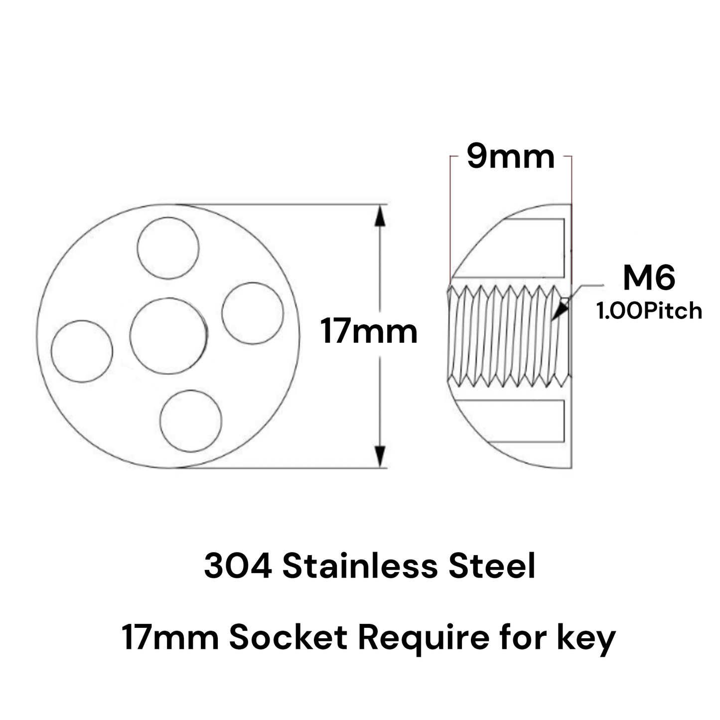 4 Hole Anti-Theft Tamperproof Security Nuts M6-M10