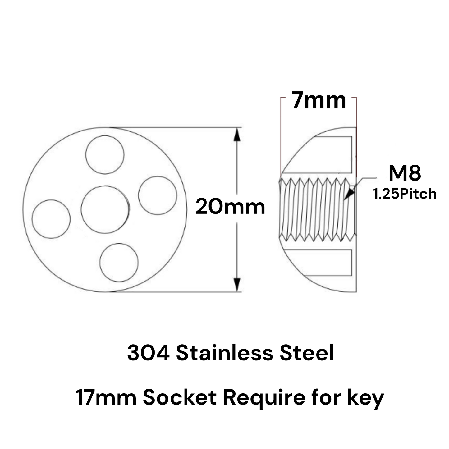 4 Hole Anti-Theft Tamperproof Security Nuts M6-M10