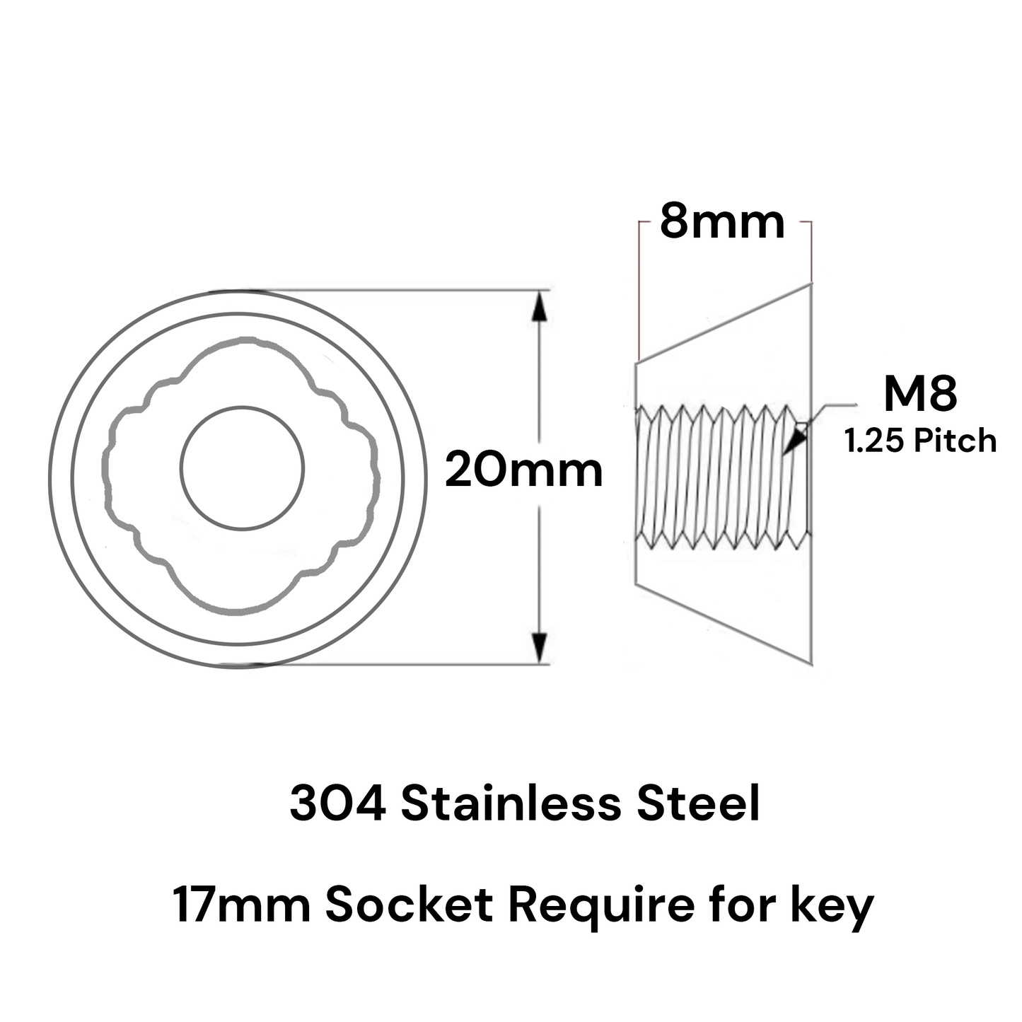 Poly Anti-Theft Tamperproof Security Nuts M6-M8