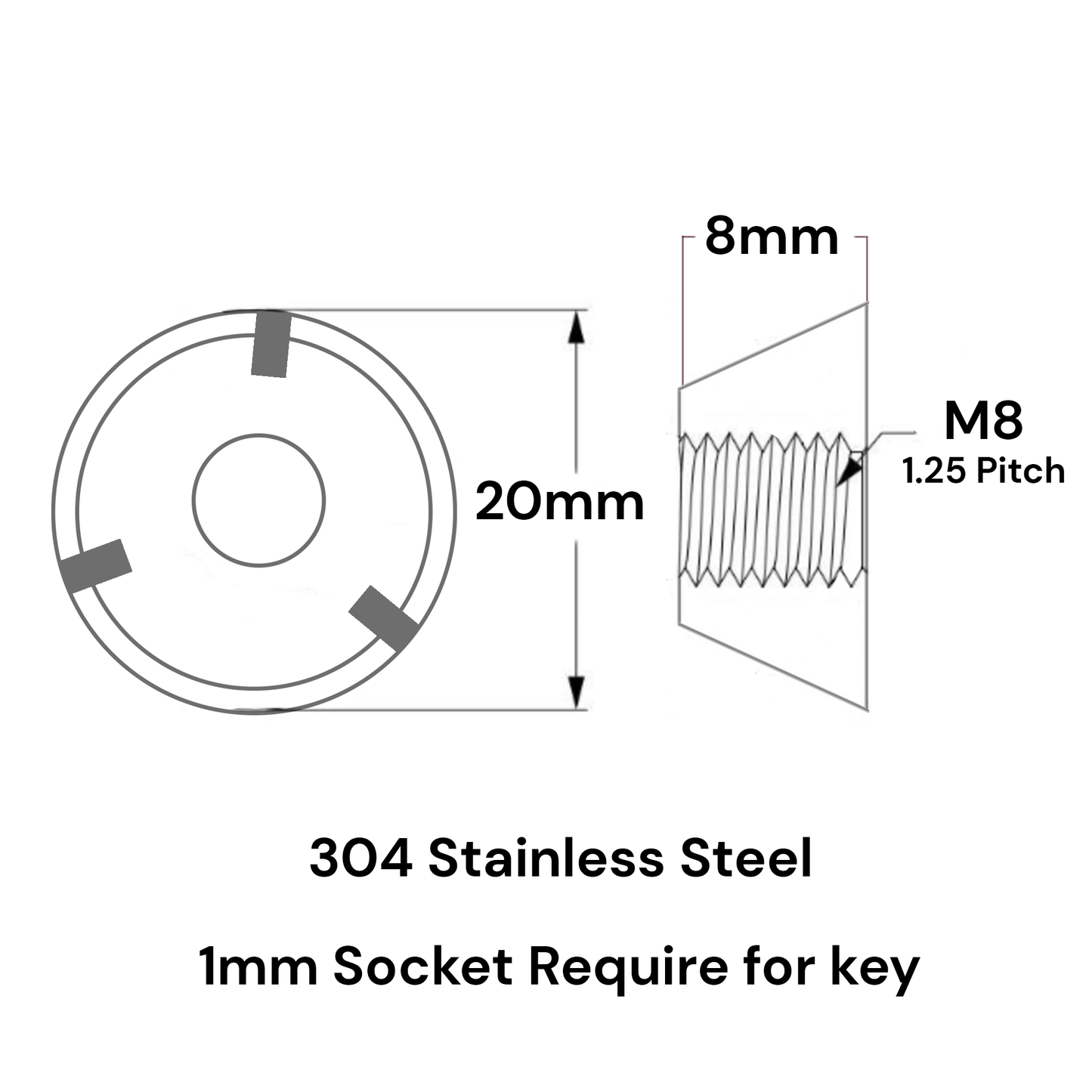 Trident Anti-Theft Tamperproof Security Nuts M6-M8