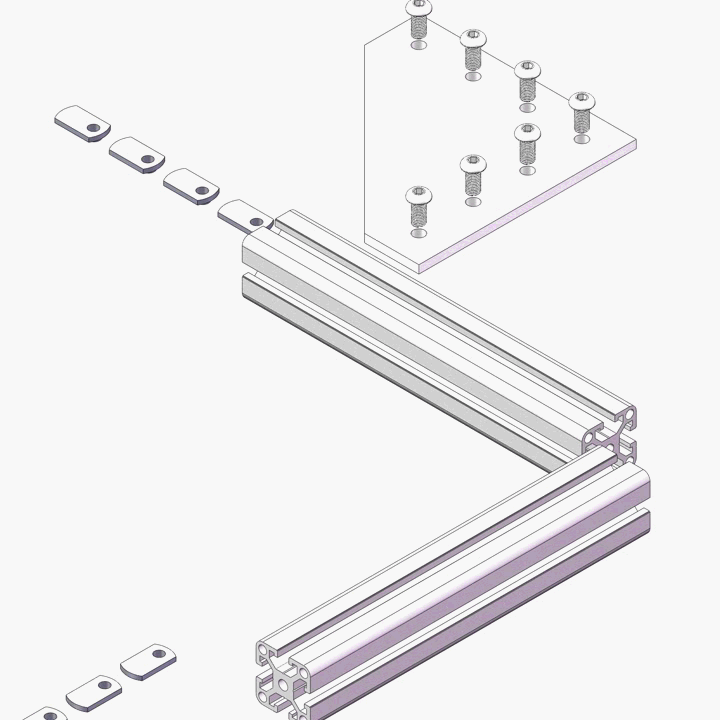 5 Hole Corner Joining Plate 90 Degree Angle Bracket - Aluminum Profile 20 Series