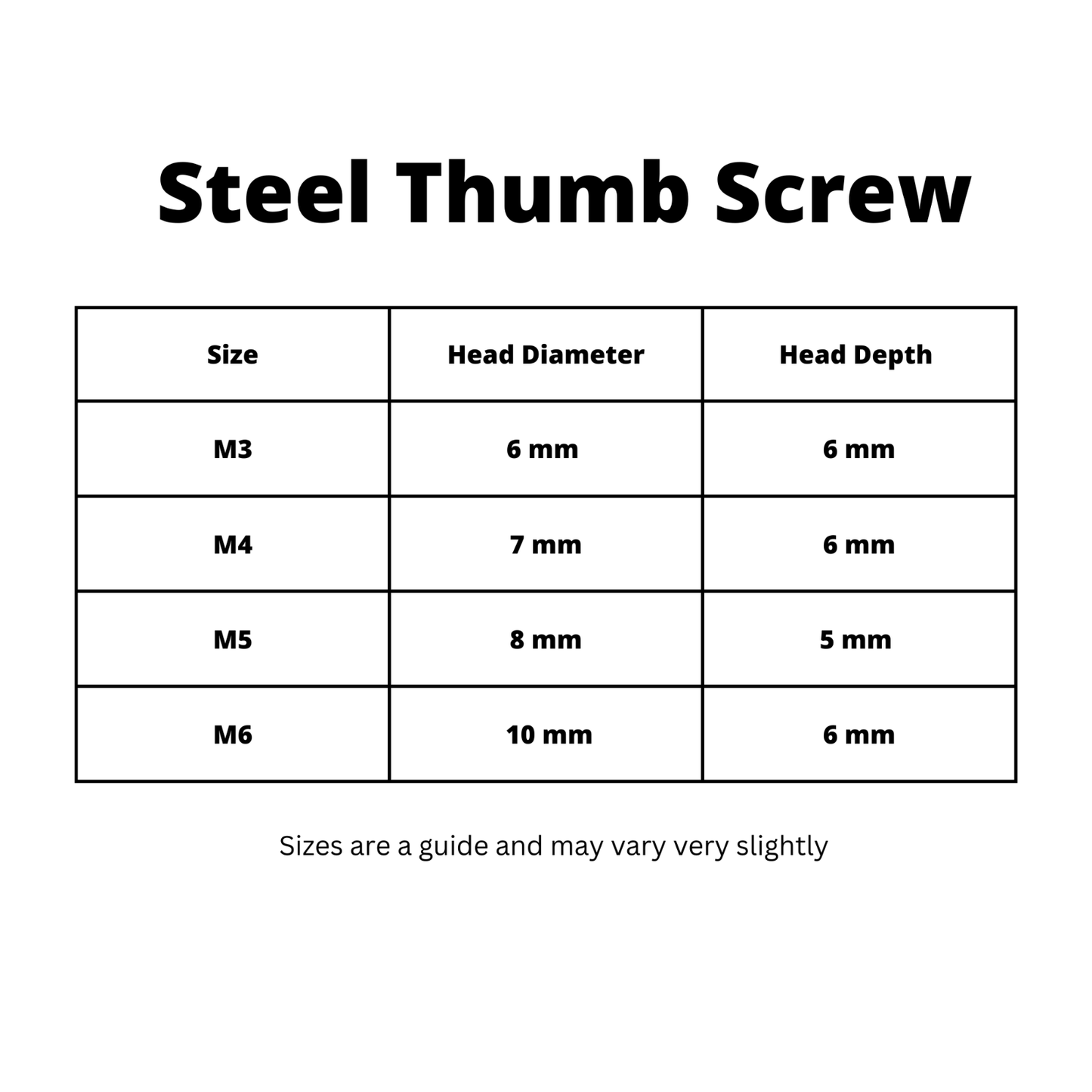 Small Head Steel Knurled Thumb Screw M3 5mm to 20mm