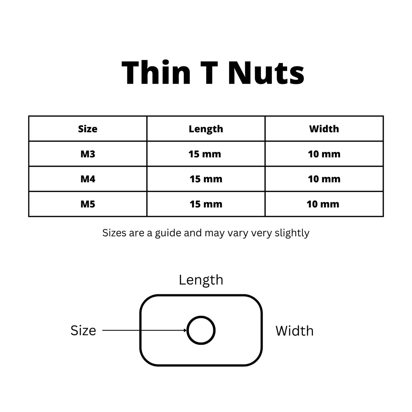 Sliding Thin T-Nut 20 Series M3-M5