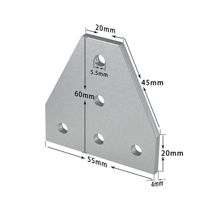 5 Hole T Joining Plate Corner Connector Bracket - Aluminum Profile 20 Series