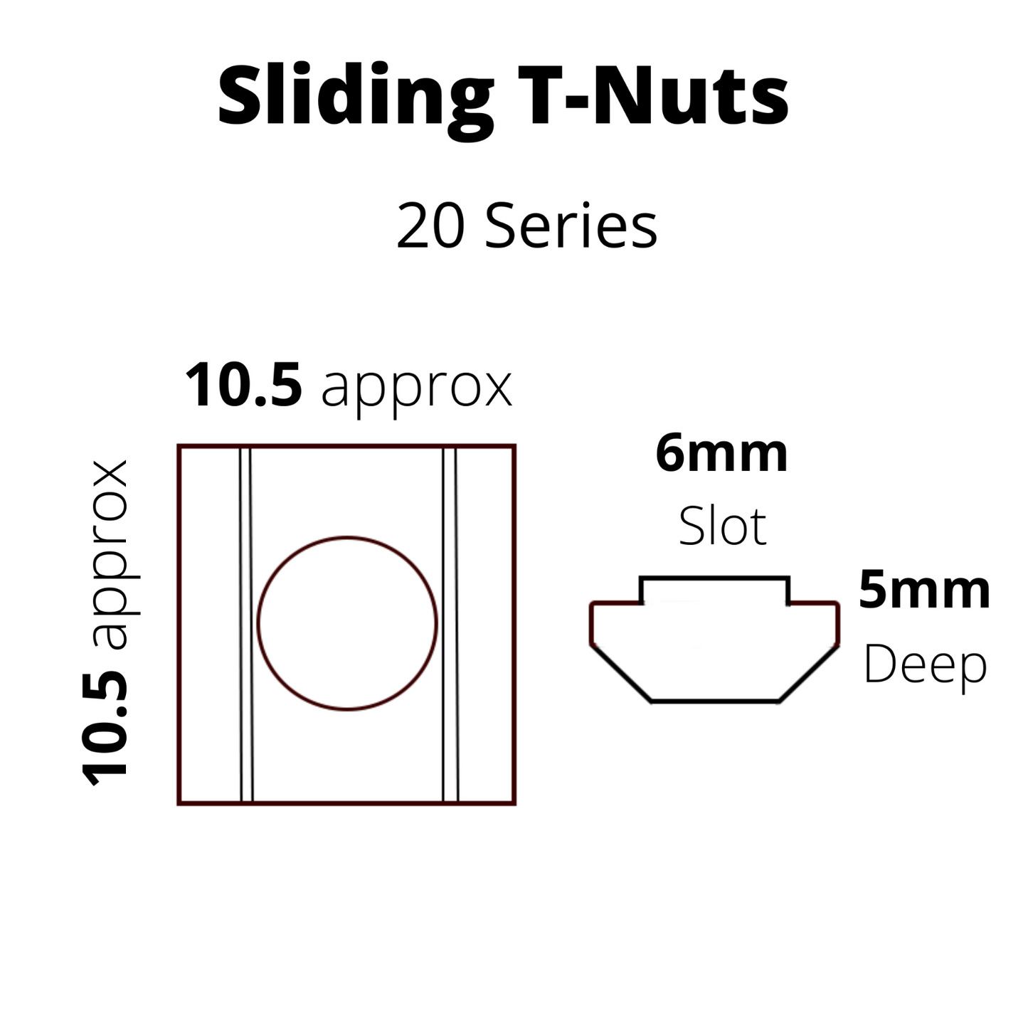 Sliding T-nut 20 Series M3-M6