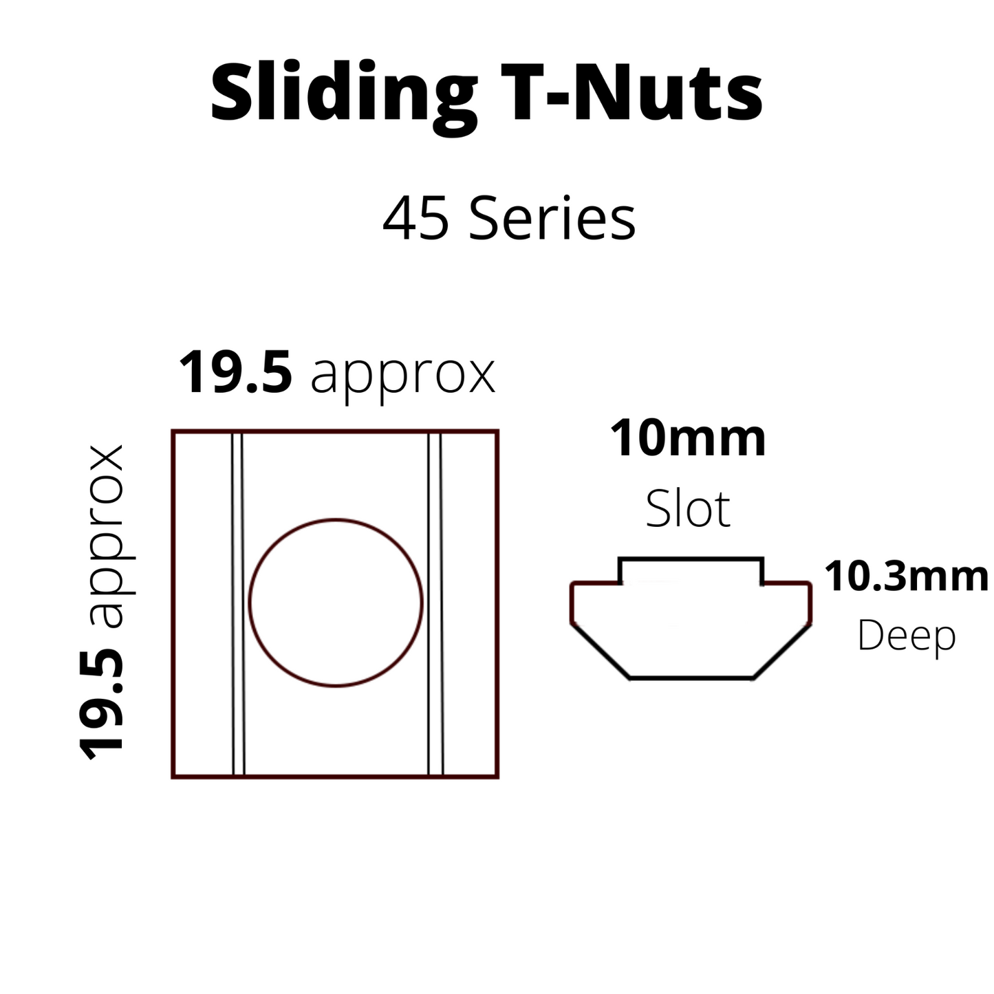 Sliding T-nut 45 Series M4-M10