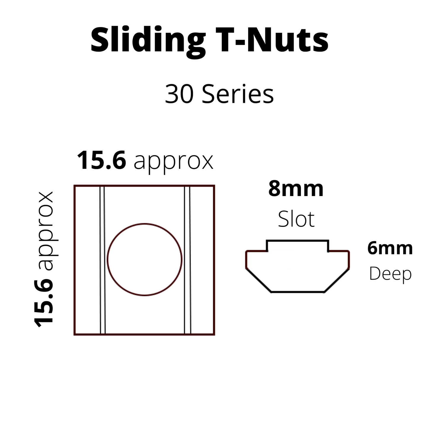 Sliding T-nut 30 Series M3-M8